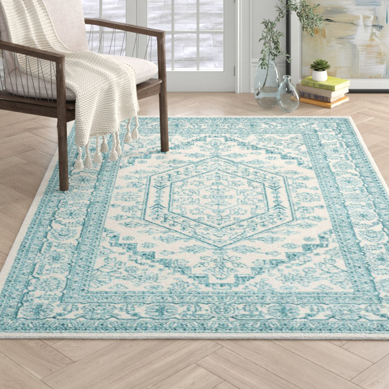 Connie Ivory/Teal Persian Inspired Area Rug & Reviews Joss & Main